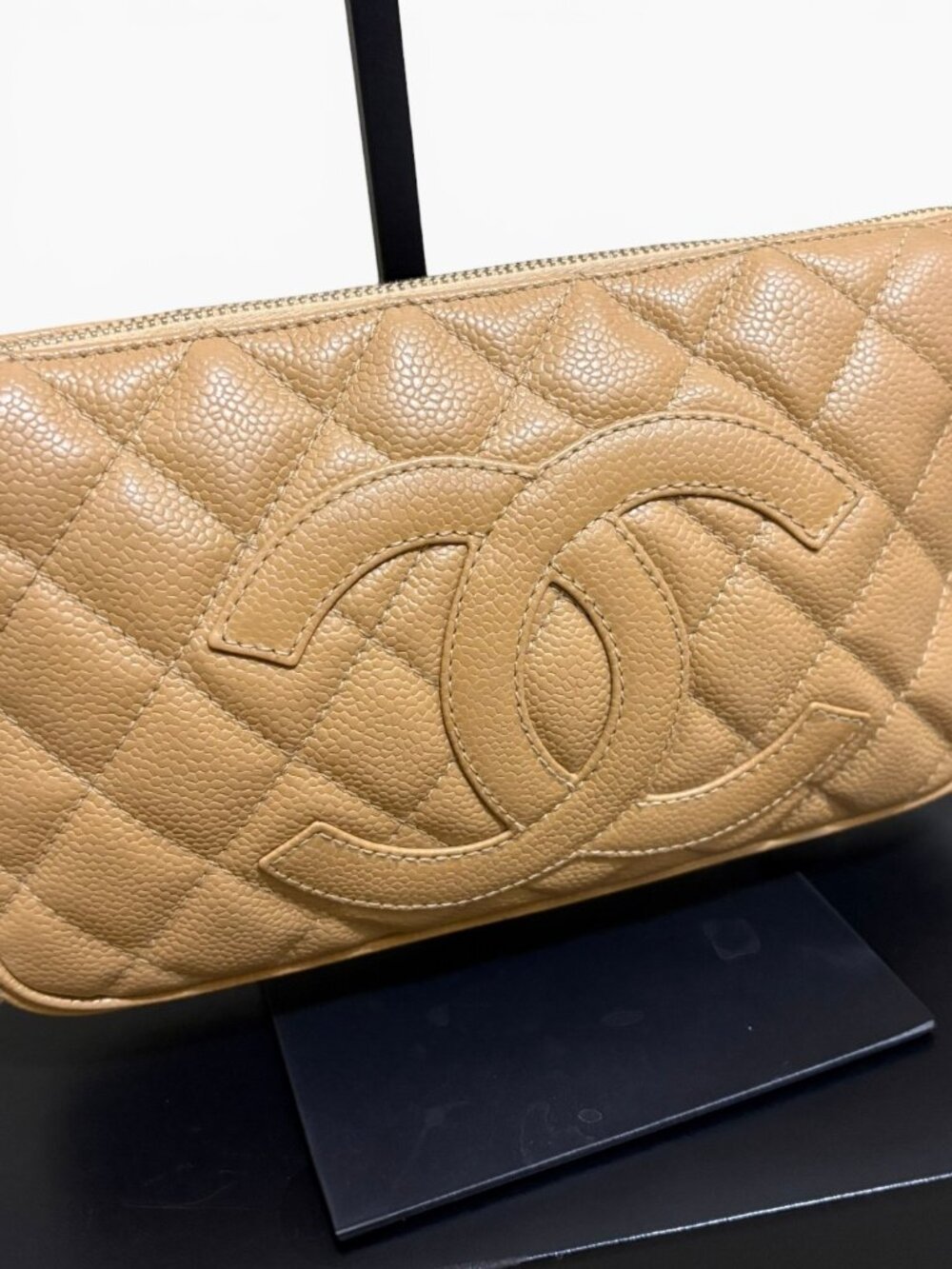 Chanel Caviar Tan Leather Pochette - Picture 2 of 16